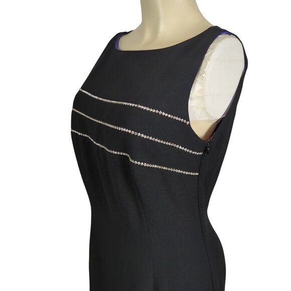 Vintage‎ CDC Black Sleeveless Cocktail Dress Rhinestone Embellishments Size 10 - Picture 6 of 15